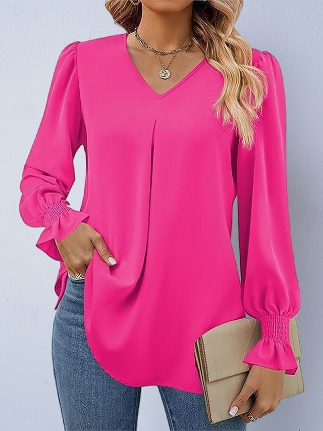 Women's Shirt Satin Shirt Blouse Plain Stylish Basic