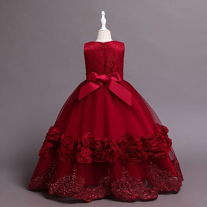 Floral Plain Party Line Kids Little Dress A Girls'