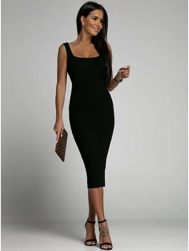 Women's Midi Dress Black Dress Cocktail Dress Formal