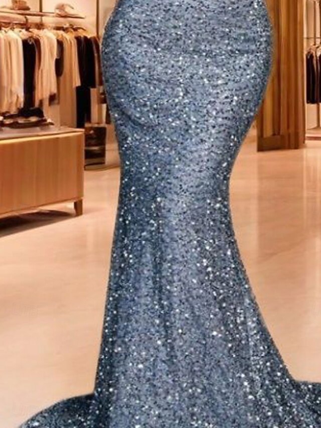 Mermaid Trumpet Sweep Brush Train Prom Dresses Evening Gown
