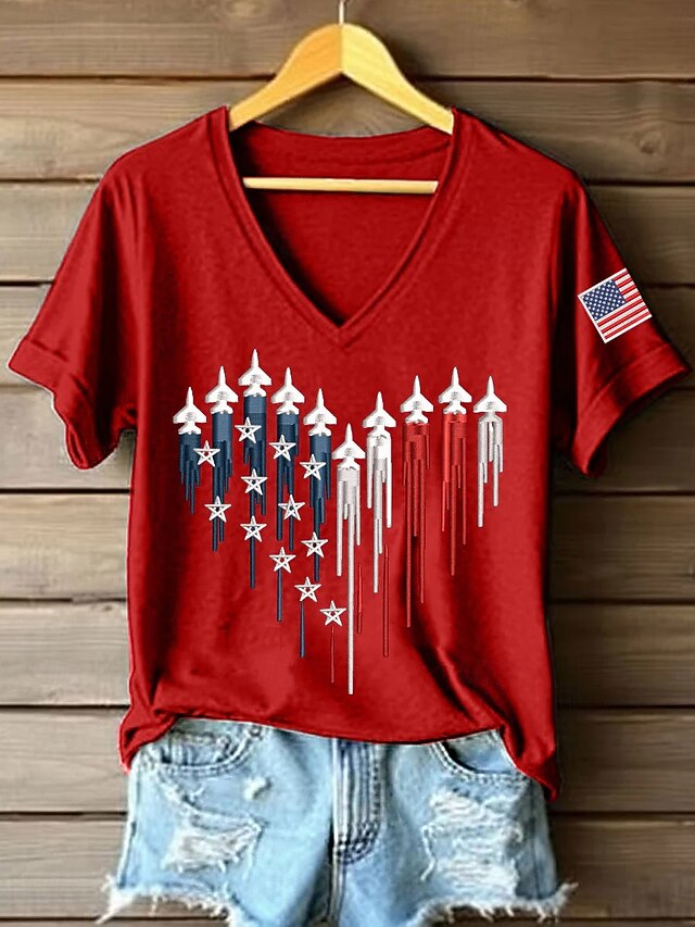 American Independence Day Women's T Shirt Print Graphic