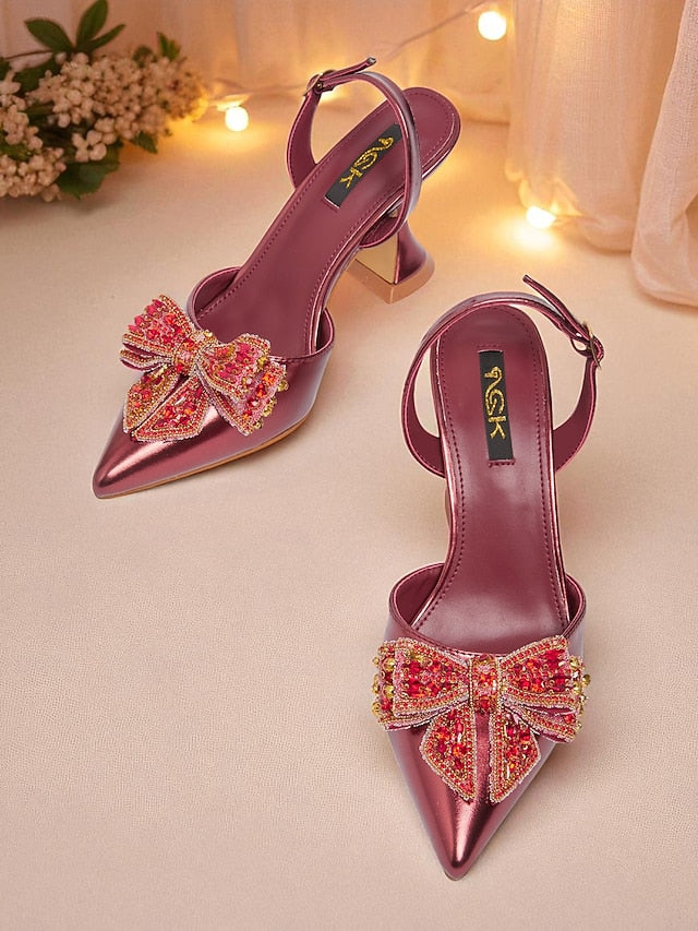 Gold Toe Metallic - Women's Pumps High Slingback Pointed