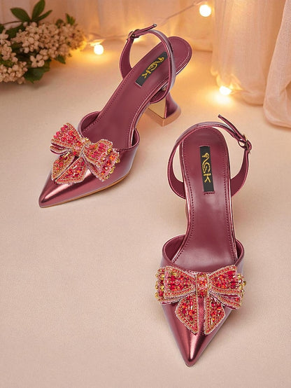 Gold Toe Metallic - Women's Pumps High Slingback Pointed