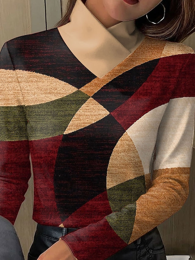 Women's T Shirt Print Graphic Geometric Abstract Elegant