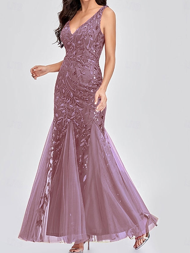 Bride Dress Neck the Floor Elegant Party V of Mother