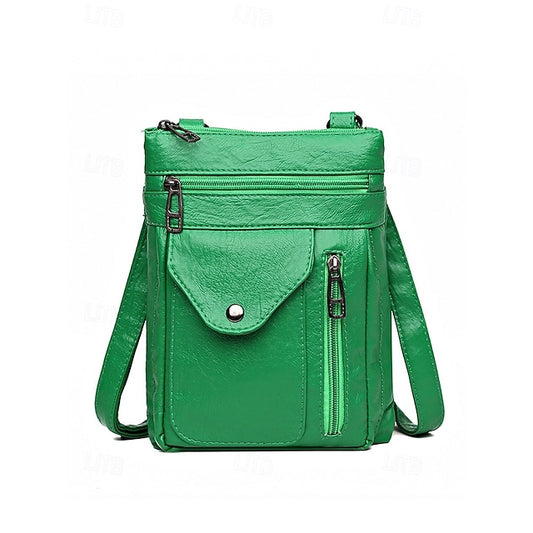 Leather Vintage Multi-Pocket Crossbody Women's Faux - Bag
