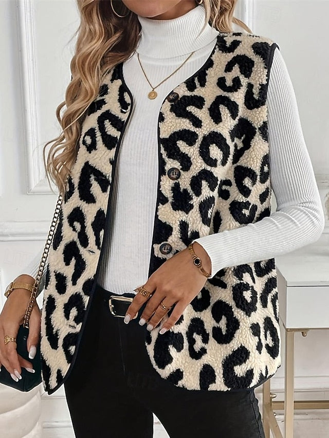 Women's Fleece Vest Vest Warm Comfortable Buttons Fleece