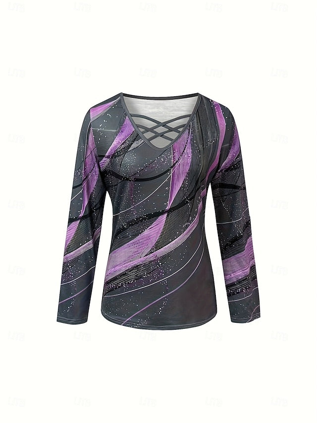 Women's T Shirt Cut Out Print Graphic Geometric Abstract