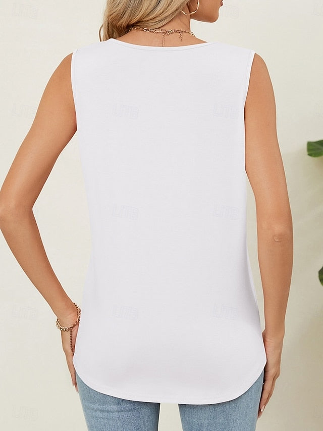 Women's Tank Top Solid Color Stylish Casual Sleeveless Crew