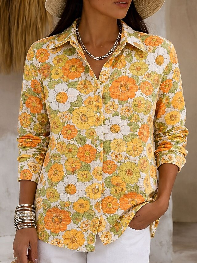 Women's Shirt Floral Graphic Elegant Bohemia Vintage Long