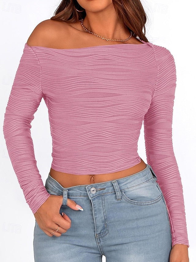 Women's T Shirt Tee Top Solid Color Elegant Fashion Stylish