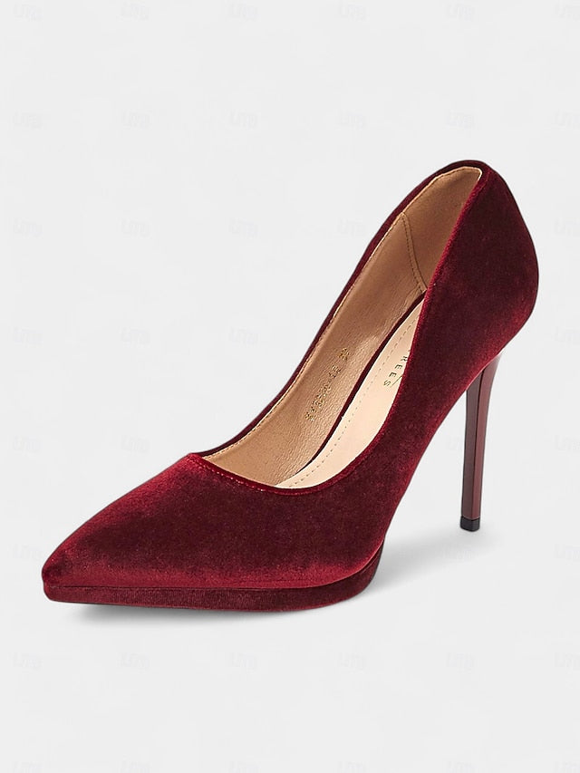Pumps with Women's Burgundy and Stiletto Heel Velvet