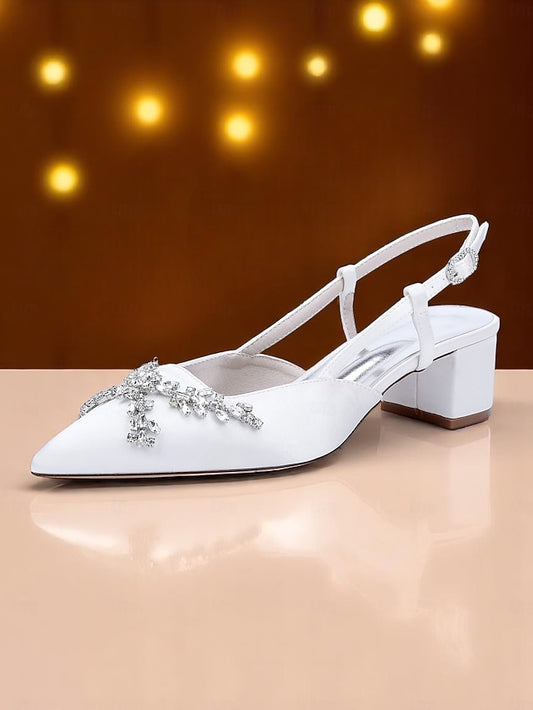 Black Satin Heels Women's Slingback