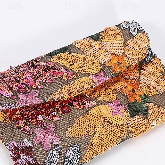- Women's Floral Clutch Handheld Embroidered Evening Bag