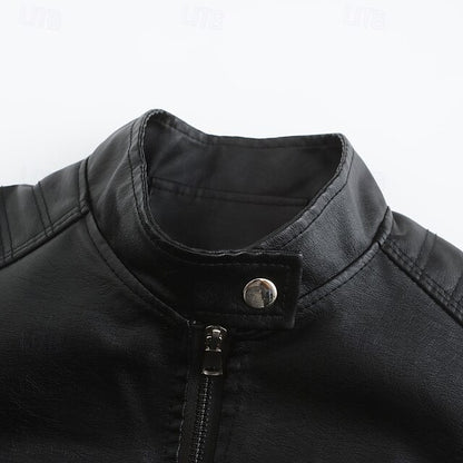 Comfortable Leather Zipper Pocket Jacket Faux Women's