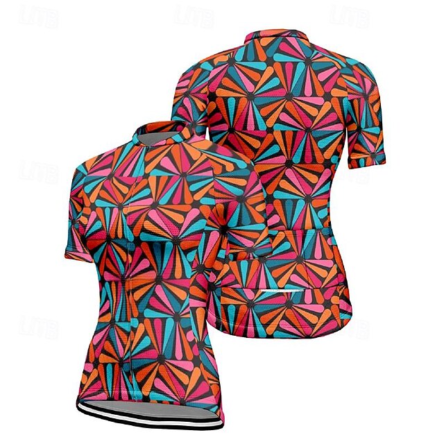 Women's Cycling Jersey Leaf Short Sleeve Bike Tee Tshirt