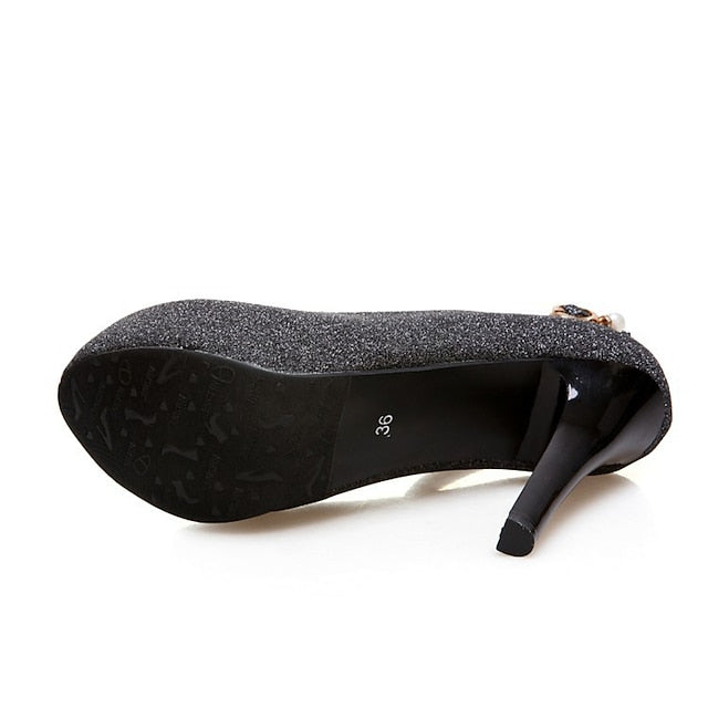 Platform Ankle with Heels Silver Women's Stiletto Glitter