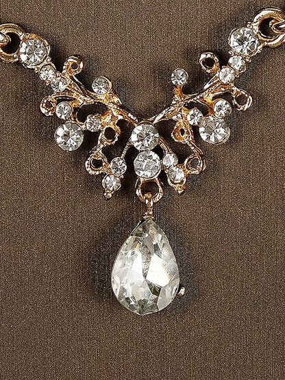 Necklace Set Gold-Plated Tiara and – Sparkling Crown Diamond