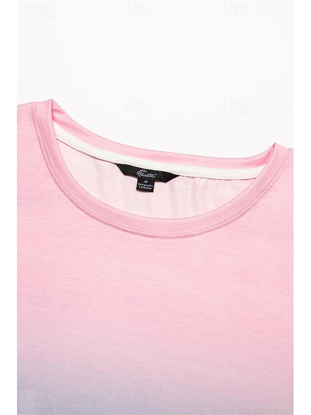 Women's T Shirt Ombre Color Gradient Fashion Short Sleeve