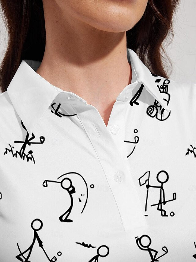 Women's Golf Polo Shirt White Short Sleeve Top Ladies Golf
