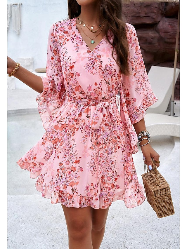 Women's Casual Dress Sheath Dress Sundress Rose 3D Print