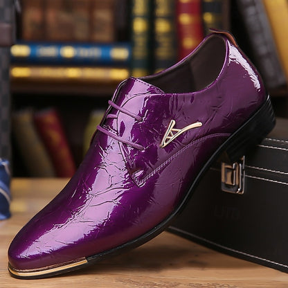 Lace-Up Purple Bold Shiny Shoes Men's – Patent
