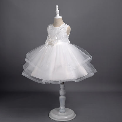 Dress Toddler Sleeveless Party Girls' Solid Color