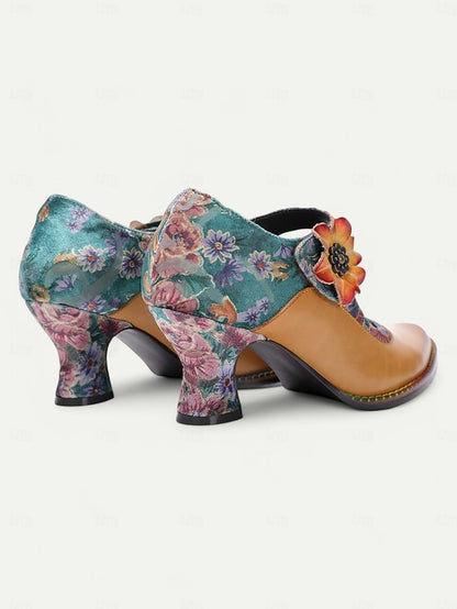 Floral Women's Leather Jane Heels 1930s – Vintage Mary