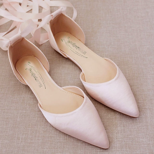 Ballet Tie Flats Satin Comfortable Women's Ribbon –