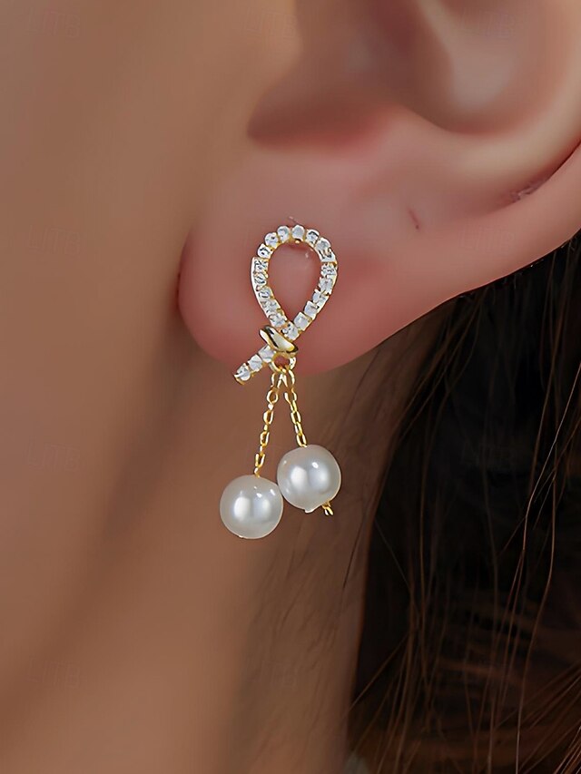 imitation with pearl Women's teardrop earrings rhinestone