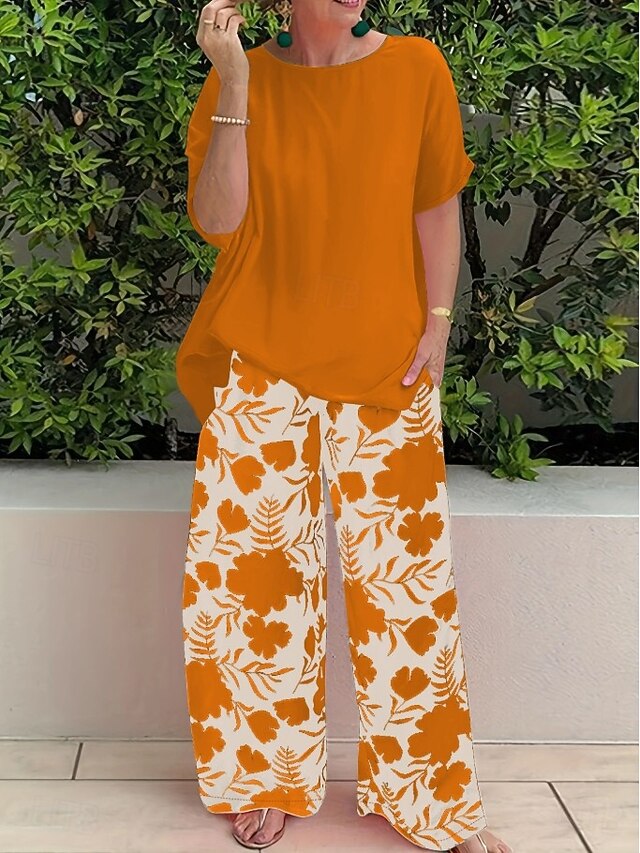 Women's Shirt Short Sleeve Round Neck Floral Graphic