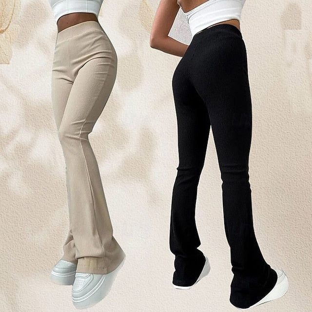 Women's Bell Bottom Chinos Streetwear Casual Full Length