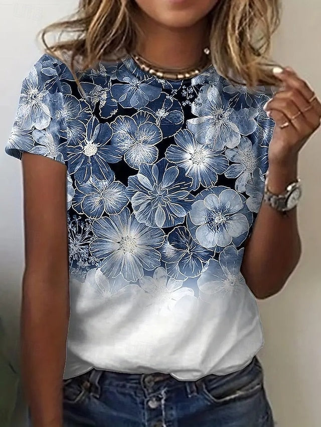 Women's T Shirt Print Floral Graphic Plants Vintage Stylish