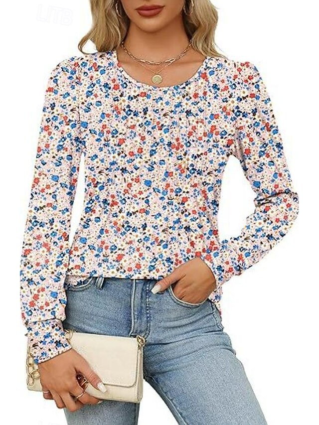 Women's Shirt Blouse Ruched Solid Color Basic Casual Long