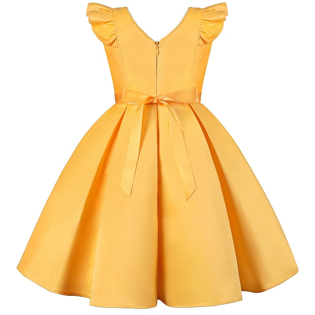 Party Dress Kids Sleeveless Girls' Color Solid Formal