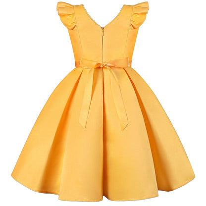 Party Dress Kids Sleeveless Girls' Color Solid Formal