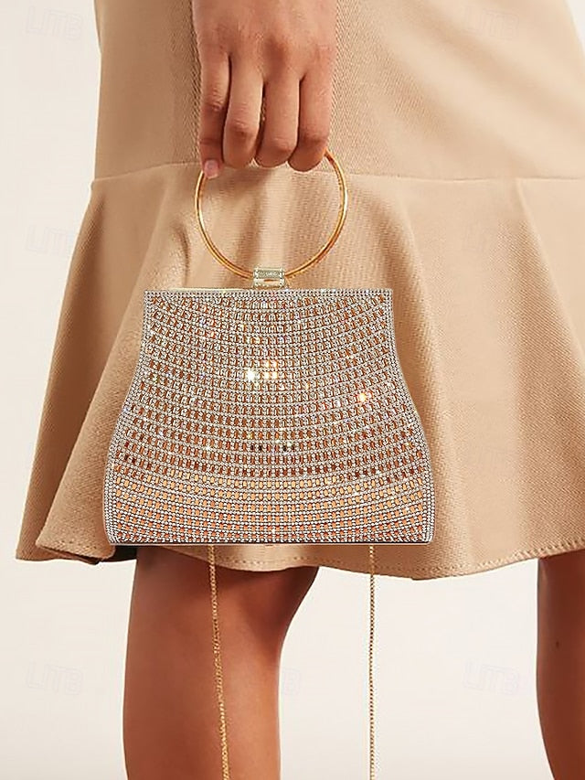 Handle Evening with Ring – Gold Crystal Elegant Clutch