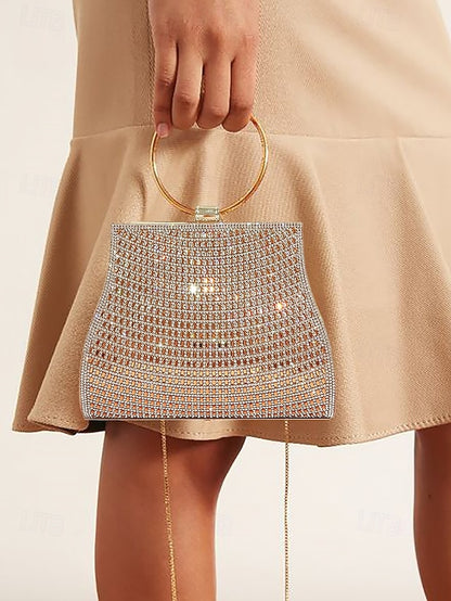 Handle Evening with Ring – Gold Crystal Elegant Clutch
