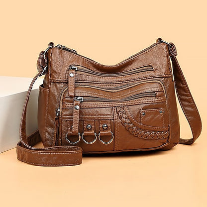 Multiple Crossbody with Vintage Leather Women's Faux Bag