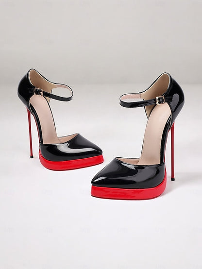 Stiletto Platform Leather Patent Black Women's and Red