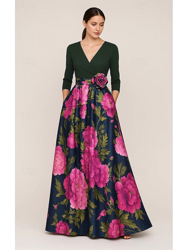 Gown Bride Evening of A-Line the Print Elegant Mother Floral