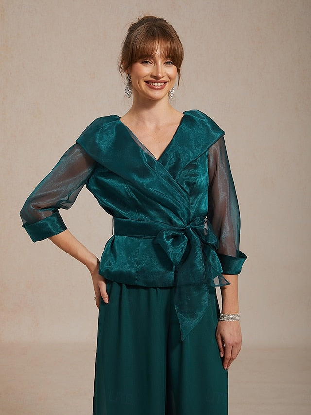 Women's Dressy Tops Ruched Illusion Solid Color Elegant 3/4