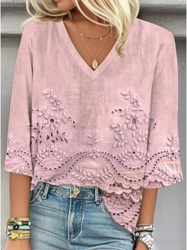 Women's Blouse Button Down Floral Graphic Elegant Stylish