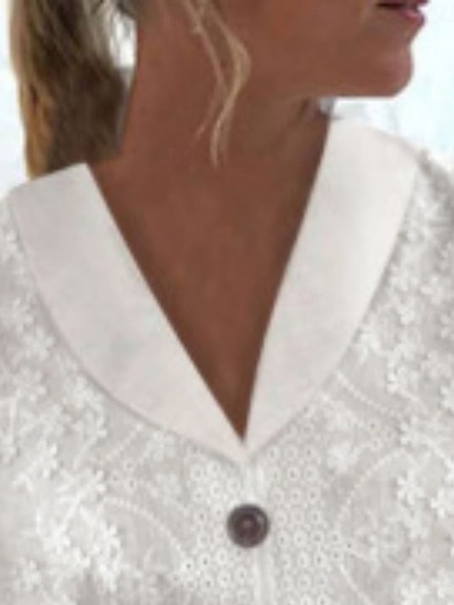 Women's Summer Shirt Casual Shirt Blouse Lace Patchwork