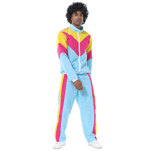 Retro Vintage 1980s Workout Outfits Cosplay Patchwork Fancy