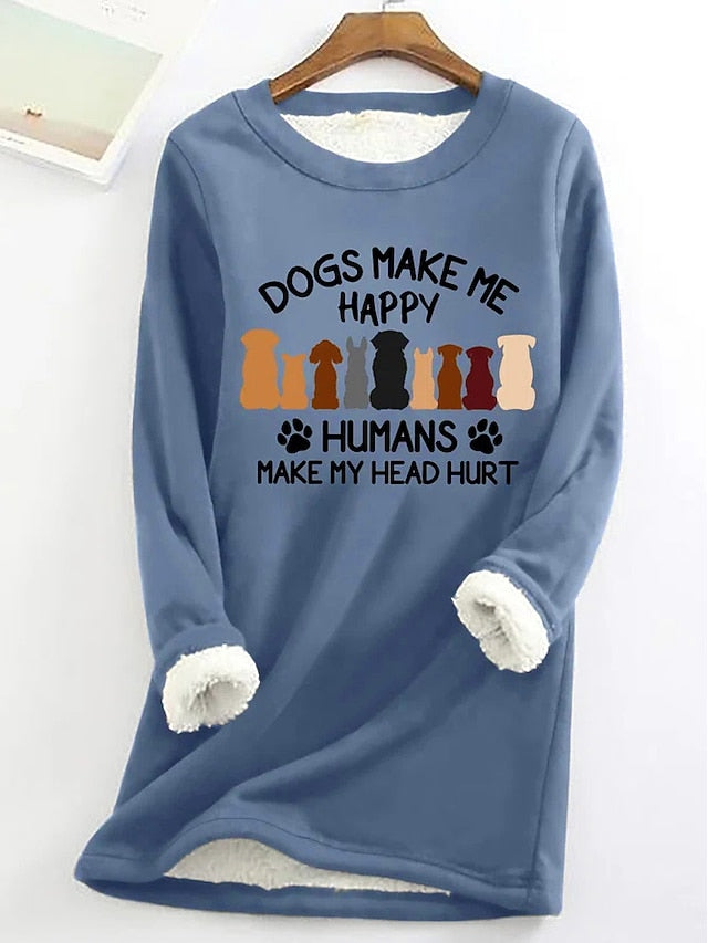 Graphic Pullover Women's Sherpa Sweatshirt Letter Casual