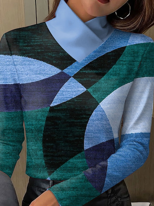 Women's T Shirt Print Graphic Geometric Abstract Elegant