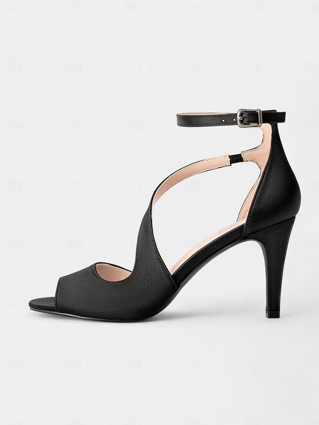 Heels for Nude Women Peep-Toe Elegant - Satin Wedding