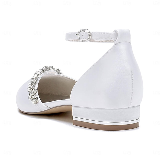 Elegant White Flats Wedding Pointed – Toe Women's Satin