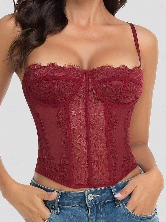 Sexy Plain Camisole Blouse Lace Top Tank Women's Stylish